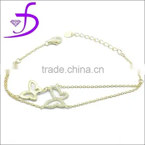 925 Silver 2014 Bracelet Butterfly Shape Charm Bracelet Rhodium Plated for Girls thumbnail-1