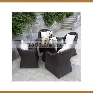 5PCS Round Table Rattan Dining Set Round Rattan Weaving thumbnail-2