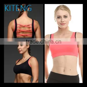 Kiteng 2016 Sports Bra With Crisscross Contrast Color Straps Wicking Fabric and Padding Office In United States Small Minimum thumbnail-1