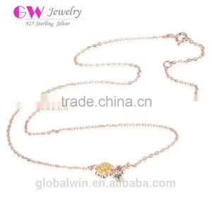 925 Sterling Silver Simple Gold Long Chain Beaded Jewellery Necklace thumbnail-1