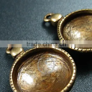 14mm Setting Size Vintage Alloy Bronze Round Bezel DIY Pendant Charm Bezels Tray 1411127 thumbnail-3