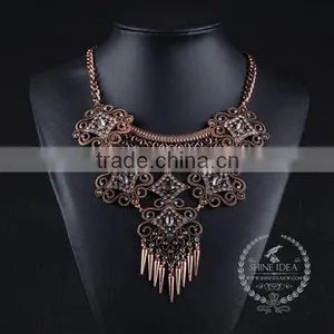 High Quality Vintage Colorful Rhinestone Chunky Statement Necklace Tin Alloy Fashion Women Pendant Necklace 6390101 thumbnail-5
