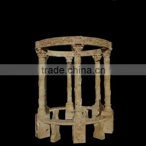 Garden Marble Gazebo With Flowers Carving thumbnail-1