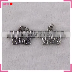 Engraved Name Alloy Pendants, Antique Imitate Silver Heart Shape Pendant thumbnail-3
