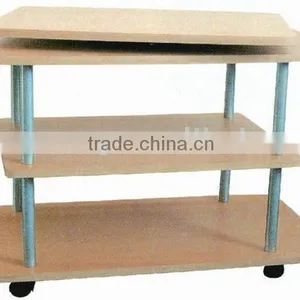 Three Tiers Movable Steel Wood tv Stand thumbnail-1