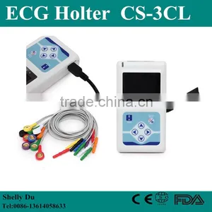 Medical 24 Hours 3-lead Color LCD Heart Monitor System Cardiac 3/12 Channel ECG Holter Monitor thumbnail-1