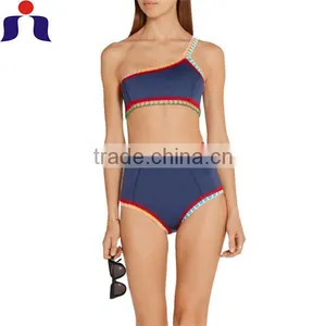 2016 Xxx Hot Sex Bikini One Shoulder Handmade Crochet High Waist Bikini thumbnail-1
