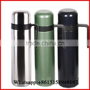 Stainless Steel Double Wall Thermo Flask With Straw Handle 1000ml Portable Thermos Jug Bottle OEM Welcomed thumbnail-1