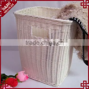 Custom Wholesale Waterproof Plastic Hand Woven Laundry Baskets in Bulk thumbnail-1