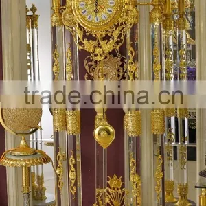 Attrative Luxury Decoration Antique 24K Gold Plated Floor Clock,Grandfather Clock, Made of Copper, Marble and Crystal thumbnail-6