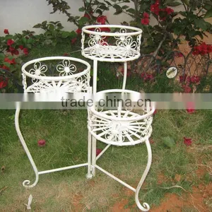 Newest Classical Antique White Outdoor Decorative Wrought Irons Antirust Metal Standing Planters thumbnail-1