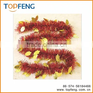 Christmas Tinsel With Leaves/stage Decoration for Festival/christmas Wired Tinsel Garland thumbnail-1