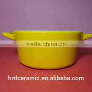 Stocked Korean Style Colorful Yellow High Ceramic Soup Pot thumbnail-3