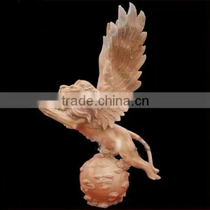 Hand Carved Marble Stone Lion Statue Sculpture Garden Yard Decoration Item thumbnail-1