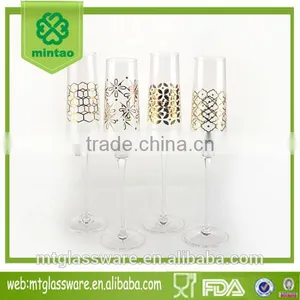 Wholesale Fancy Gold Glass Crystal Wedding Happy Champagne Flute thumbnail-1
