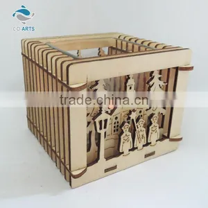 Vintage Christmas Decoration Wood Carving Lighting Crafts thumbnail-1