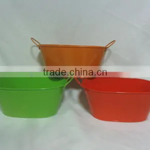 Oval Coating Metal Flower Planter With Ears thumbnail-1