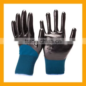 ZMSAFETY High Elastic Nylon Liner Nitrile Gloves Oil Resistant Nitrile Labor Gloves Black Smooth Finish Nitrile Gloves thumbnail-2