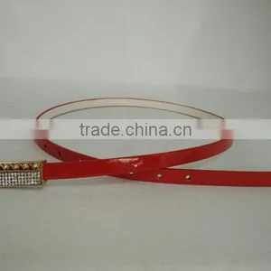 Wholesale Colourful Rhinestone Paved Alloy Buckle Sex Women Lady Thin PU Waist Belt thumbnail-6
