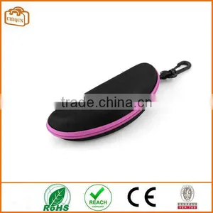 Black Pink Zipper Closure Protective Eyeglasses Sunglasses Case Box thumbnail-1