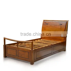 Bed Room Furniture Single With Storage And Drawers Natural Teak Wood thumbnail-2