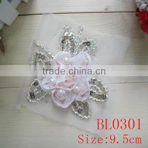 Vintage Beautiful Two Colors Available Sequin Rhinestone Applique for Wedding Dress thumbnail-4