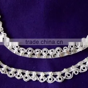 SILVER TONE Chain Payal ANKLETS Feet Bracelet PAIR thumbnail-1