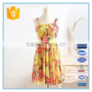 Lady Fashion Floral Printed Beach Dress Chiffon Prom Club Wear Dress Cute Style thumbnail-1
