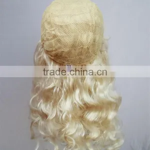 Wholesale Long Wave Heat Resistant Fiber Hair Side Part Blonde Synthetic Lace Front Halloween Wig thumbnail-6