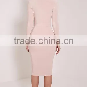 Top Quality Open Back Off Shoulder Criss-Cross Bandage Plain Color Evening Dress With V Neck thumbnail-2