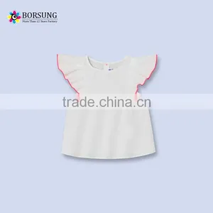 Baby Girls White Tops Children Cute Blouse Raglan Sleeve Ruffle Clothes thumbnail-1