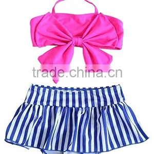 Polka Dot Swimwear Match Stripe Bowknot One Piece Swimsuit Wholesale thumbnail-6