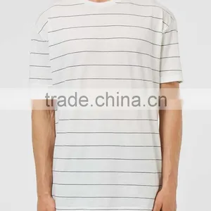 Custom Mens White off Black Stripes t Shirts 100% Cotton Summer Wear T-shirts for Man thumbnail-2