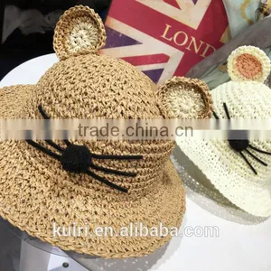 2016 New Stylish Baby Girls and Boys Cute Mickey Handmade Straw Hat Kids Sunhat thumbnail-4