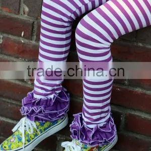 Toddler Girls 95% Cotton 5% Spandex Icing Legging Purple And White Striped Pants thumbnail-1