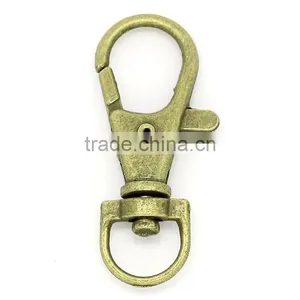 China Wholesale Antique Bronze Key Ring Metal Swivel Lobster Claw Clasp Hook thumbnail-1
