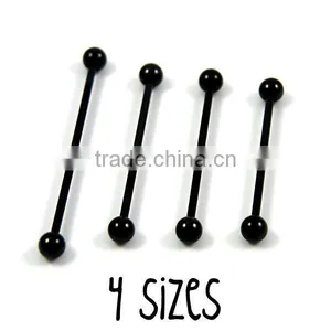 Wholesale New Hot Charm 14G 316L Surgical Stainless Steel Plate Anodized Black Industrial Barbell Tongue Piercing thumbnail-1