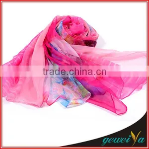 Rose Flower Digital Printed Chiffon Fashion Spring Scarf thumbnail-1