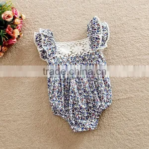 Frill Sleeveless Cotton Flower Summer Baby Girl Onesie thumbnail-1