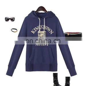 Cheap Women's Fleece Hoodie Kangaroo Pocket Long Sleeves Fleece Jacket Sweatershirt Terry Hoodie With Rubber Print thumbnail-2