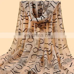Initial Printing Chiffon Women Scarves Yarn Trendy Yiwu Stocking Fashion New Design Scarf thumbnail-3