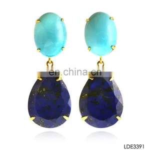 Oval and Teardrop Gold Plated Chandelier Earrings That Sell for Christma thumbnail-1