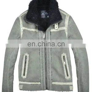 2015 Last Fashion Mens Handsome Lamb Motrocycle Pure Leather Jacket thumbnail-1