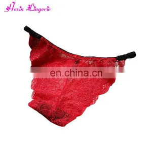 Hotsales Red Low Waist Hipster Sexy Lace V String Girl Panties Underwear thumbnail-4