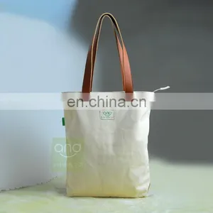 1 Pcs Custom Printed 16oz Cotton Canvas Tote Bag Lether Handles thumbnail-6