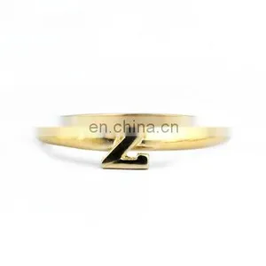 Simple Design Wholesale Gold Plated Name Initial Alphabet Finger Ring z thumbnail-1