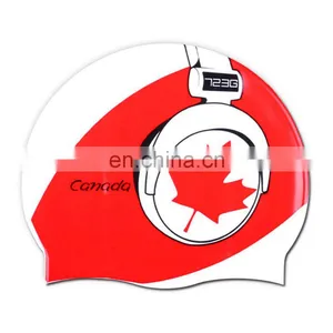 Waterproof 100% Silicone Swim Cap for Canada Swimmers thumbnail-1