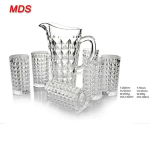 Hot Sale 1420ml Machinemade Custom Diamond Glass Pitcher Set thumbnail-2