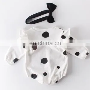 Cheap Wholesale Polka Dots Casual Cotton Baby Rompers Long Sleeve Baby Winter Bodysuits thumbnail-2