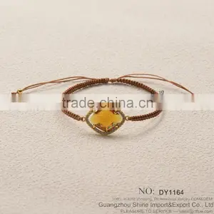 Rose Gold Acrylic Stone Diamond Woven Friendship Bracelet for 2015 New Product Hot Sale thumbnail-6